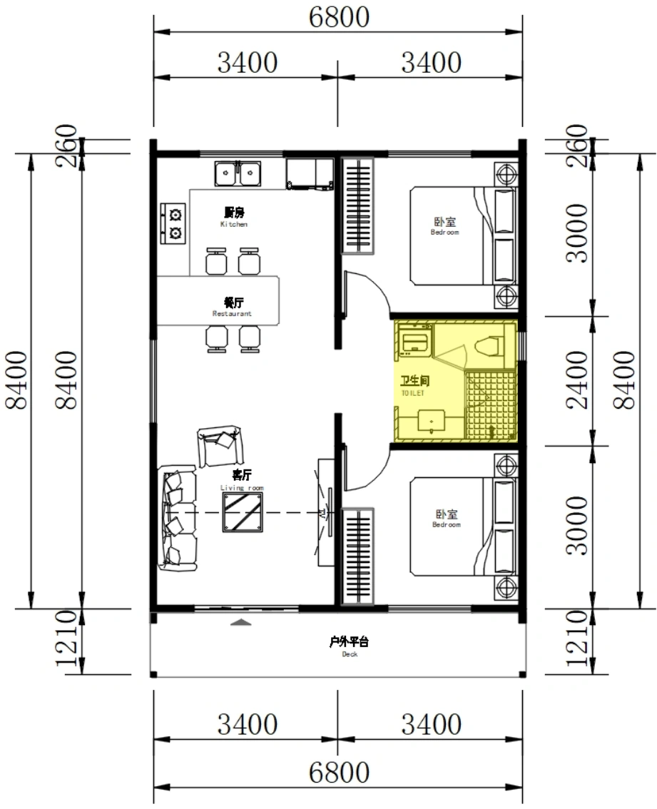 TWO BEDROOM · 60 — Base floor plan