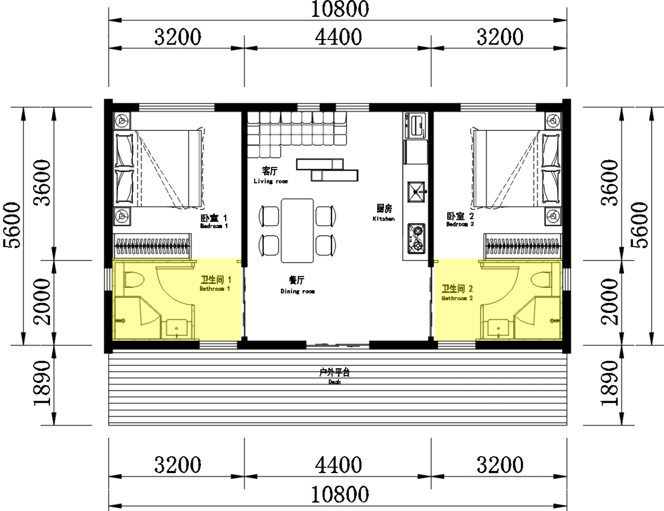 TWO BEDROOM · 63 — Base floor plan